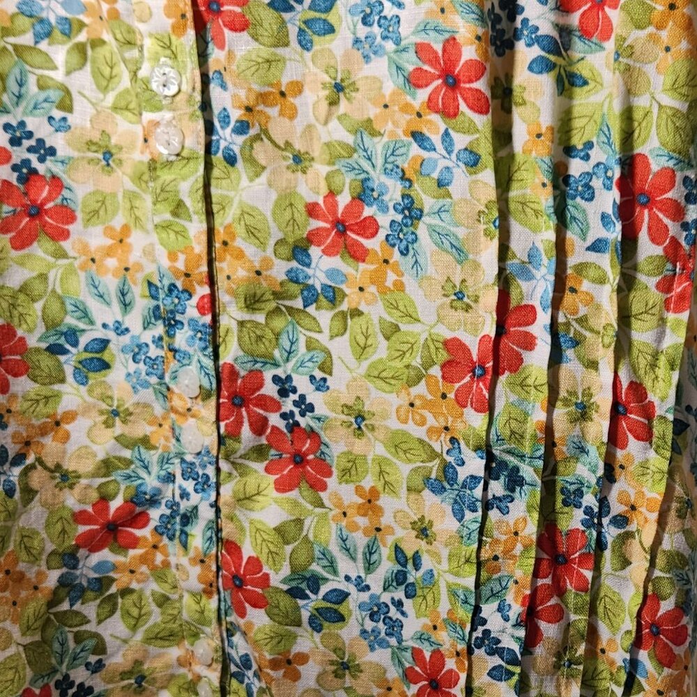 Liz Claiborne Floral Linen Shirt 3X - Picture 4 of 14